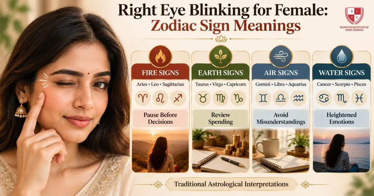 Right Eye Blinking for Female Zodiac Sign Meanings